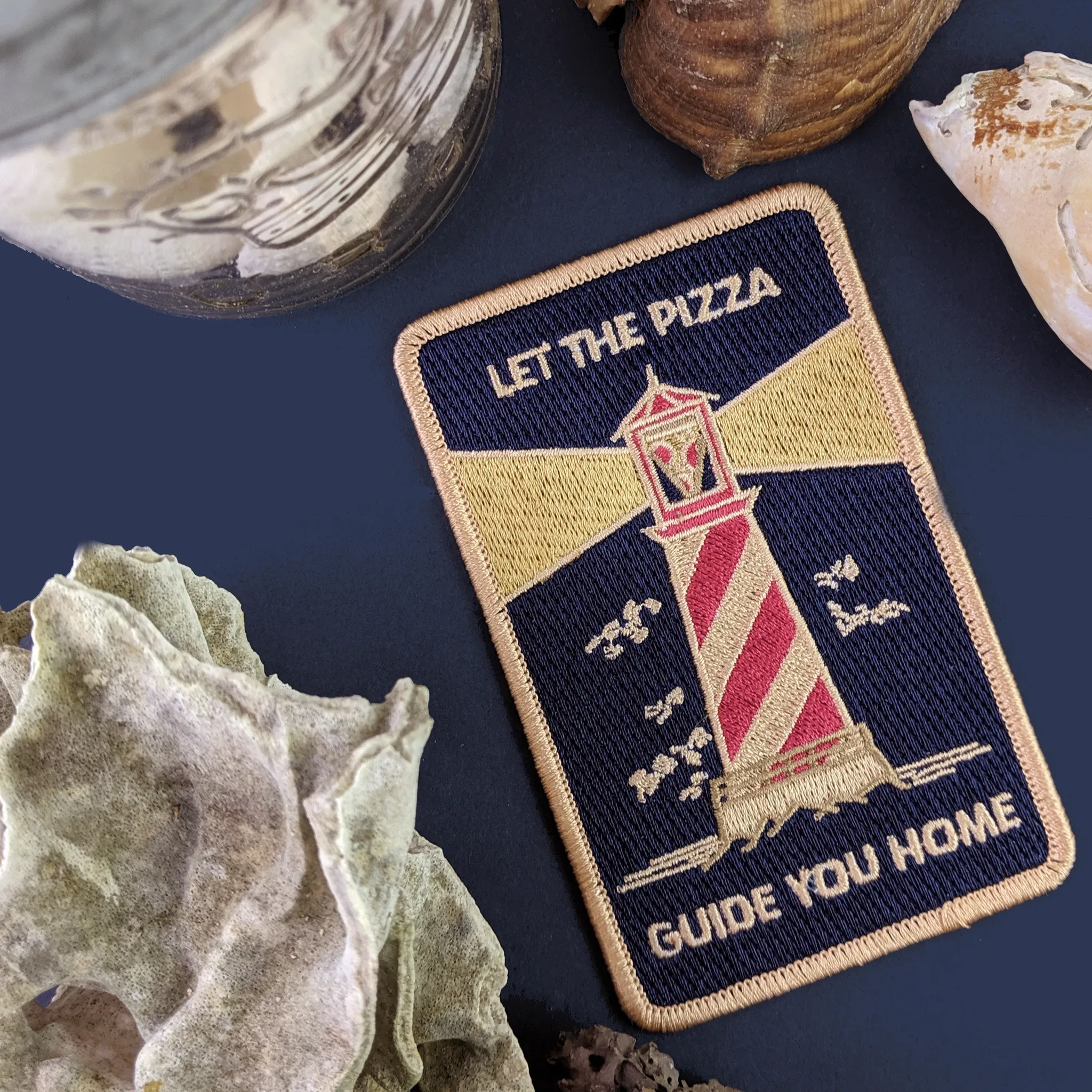 Premium BADABOOM Studio Pizza Lighthouse Patch - Creative Design & High-Quality Embroidery