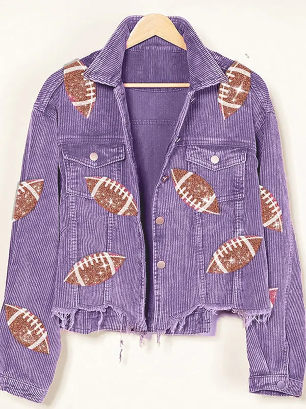 Corduroy and rugby sequined jacket women's short baseball uniform