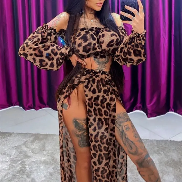 deanwangkt Summer Beach Dress Women Casual Cover Up Swimsuit Two Piece Dress Robe Bikini Dresses Chiffon Leopard Cover-ups Beach Dress