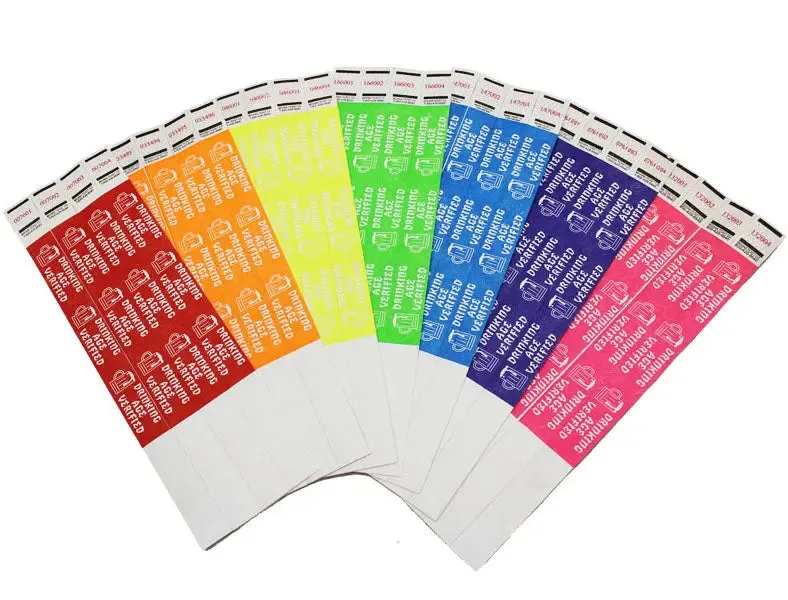 Drinking Age Verified Wristbands - 500/Pack or 1000/Pack