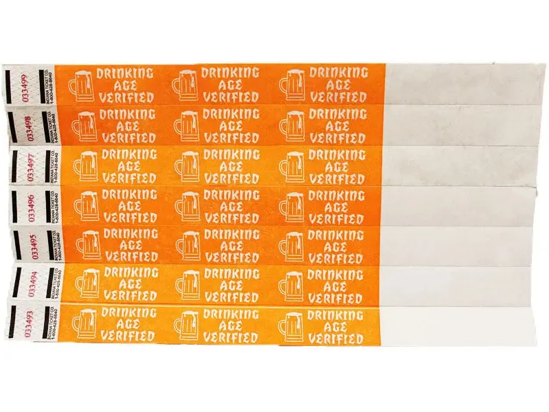 Drinking Age Verified Wristbands - 500/Pack or 1000/Pack