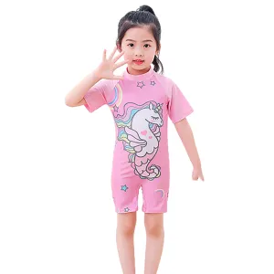 Fancydresswale Unicorn half sleeve Swimsuit for Girls