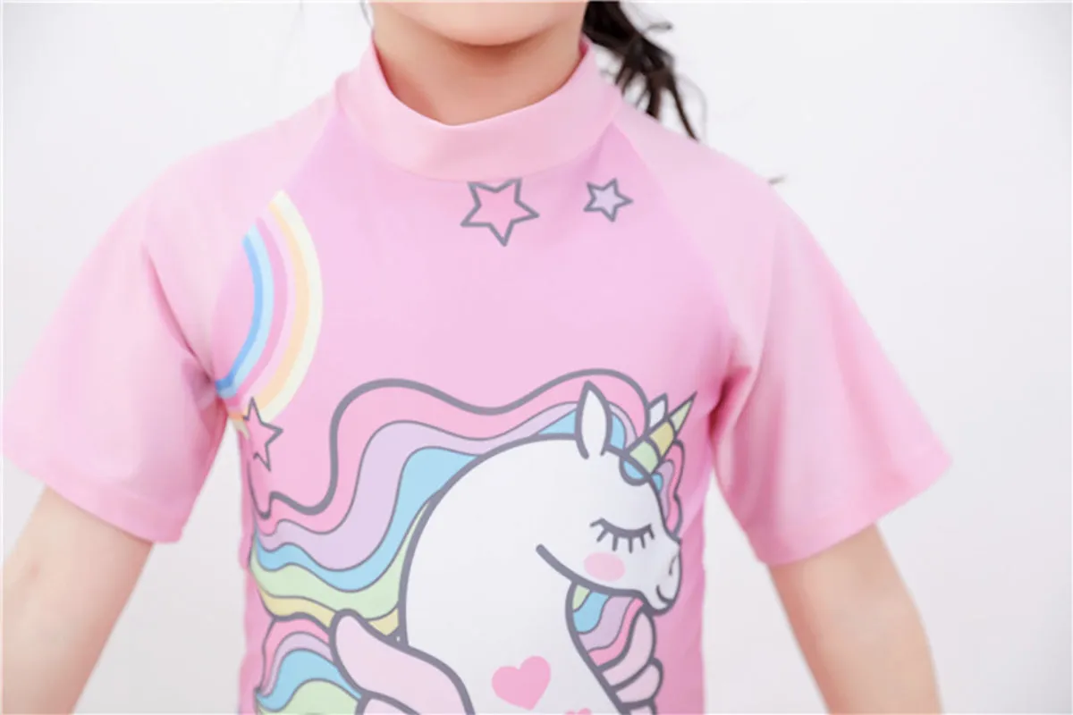 Fancydresswale Unicorn half sleeve Swimsuit for Girls