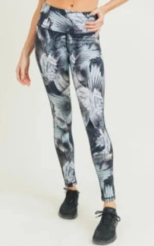 Feather print leggings