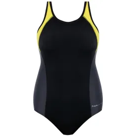 Freestyle One Piece Athletic Sport Swimsuit Yellow Black - Freya Active