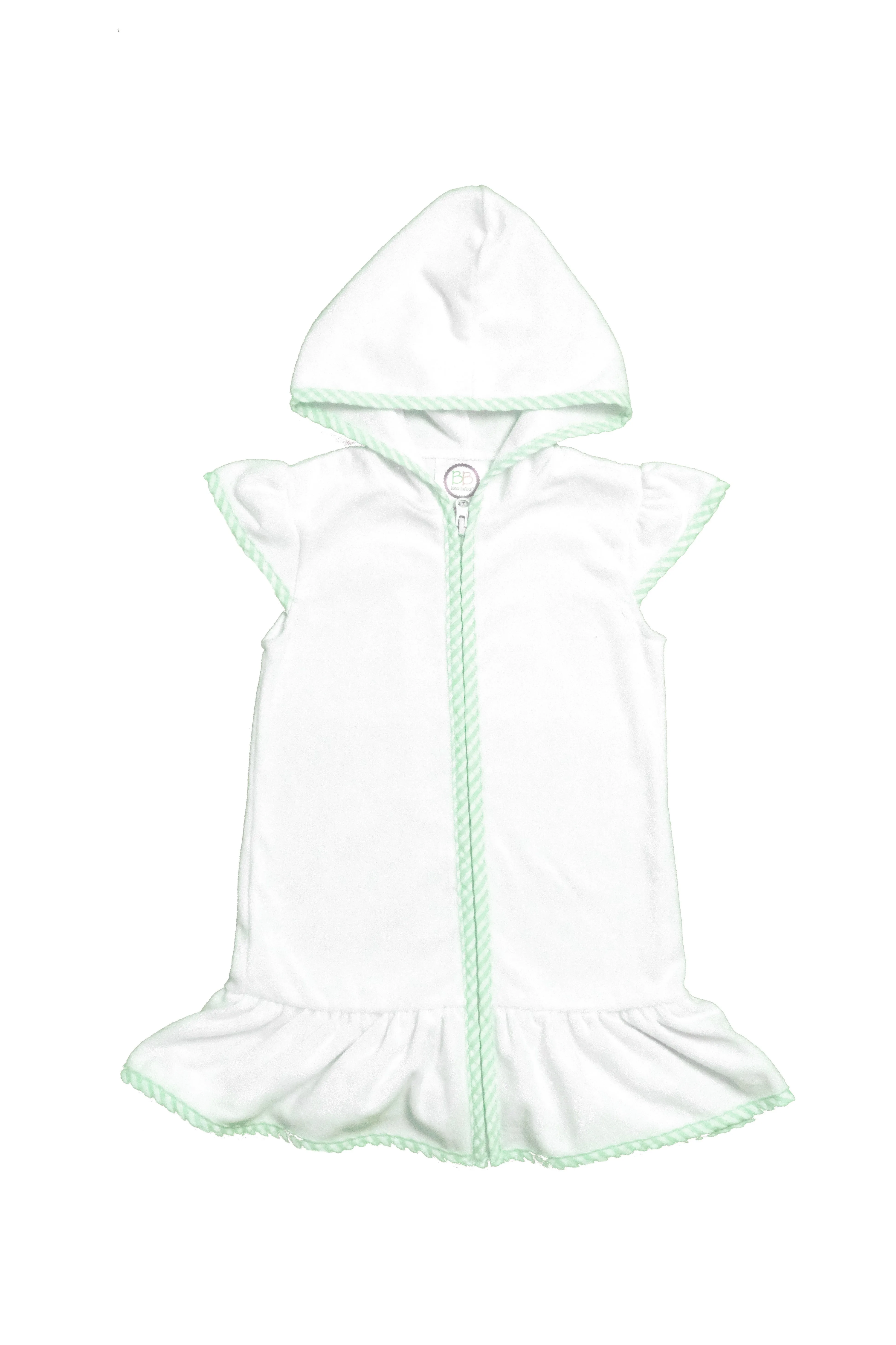 Girls Ruffle Cover Up: Green Trim