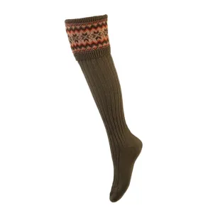 Lady Fairisle Sock - Dark Olive by House of Cheviot