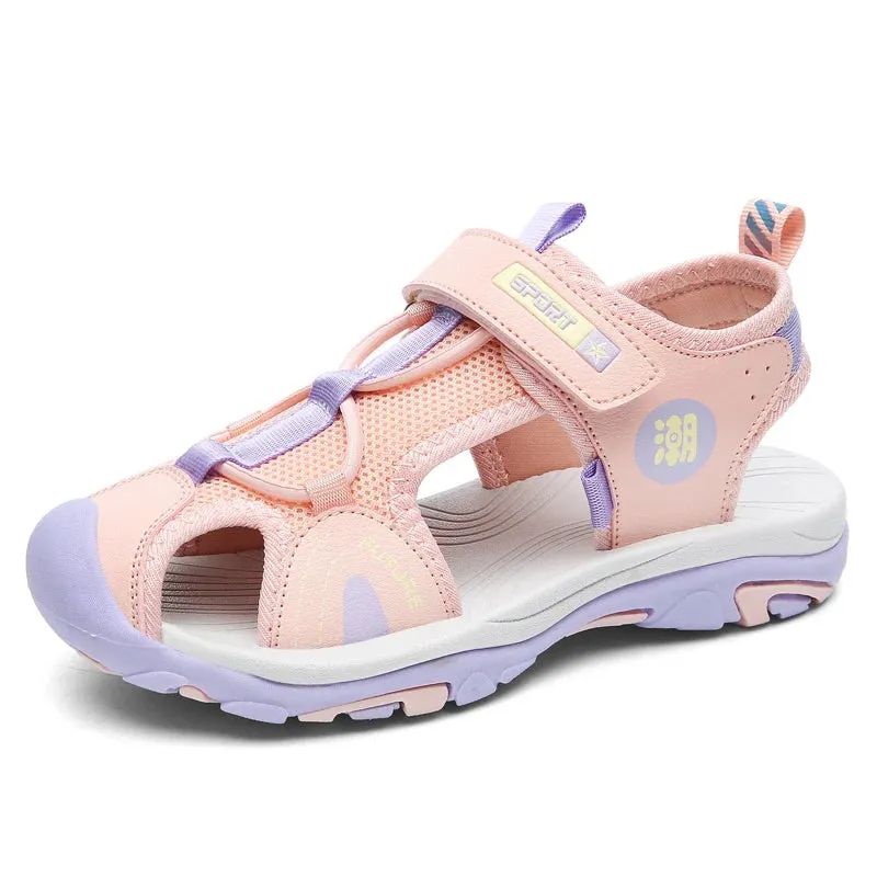 New Style Summer Beach Water Children Sandals Fashion Shoes Outdoor Non-slip Soft Bottom Shading Leather Boys Comfortable