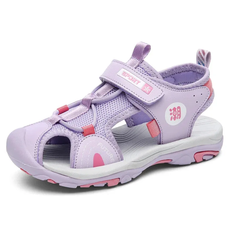 New Style Summer Beach Water Children Sandals Fashion Shoes Outdoor Non-slip Soft Bottom Shading Leather Boys Comfortable