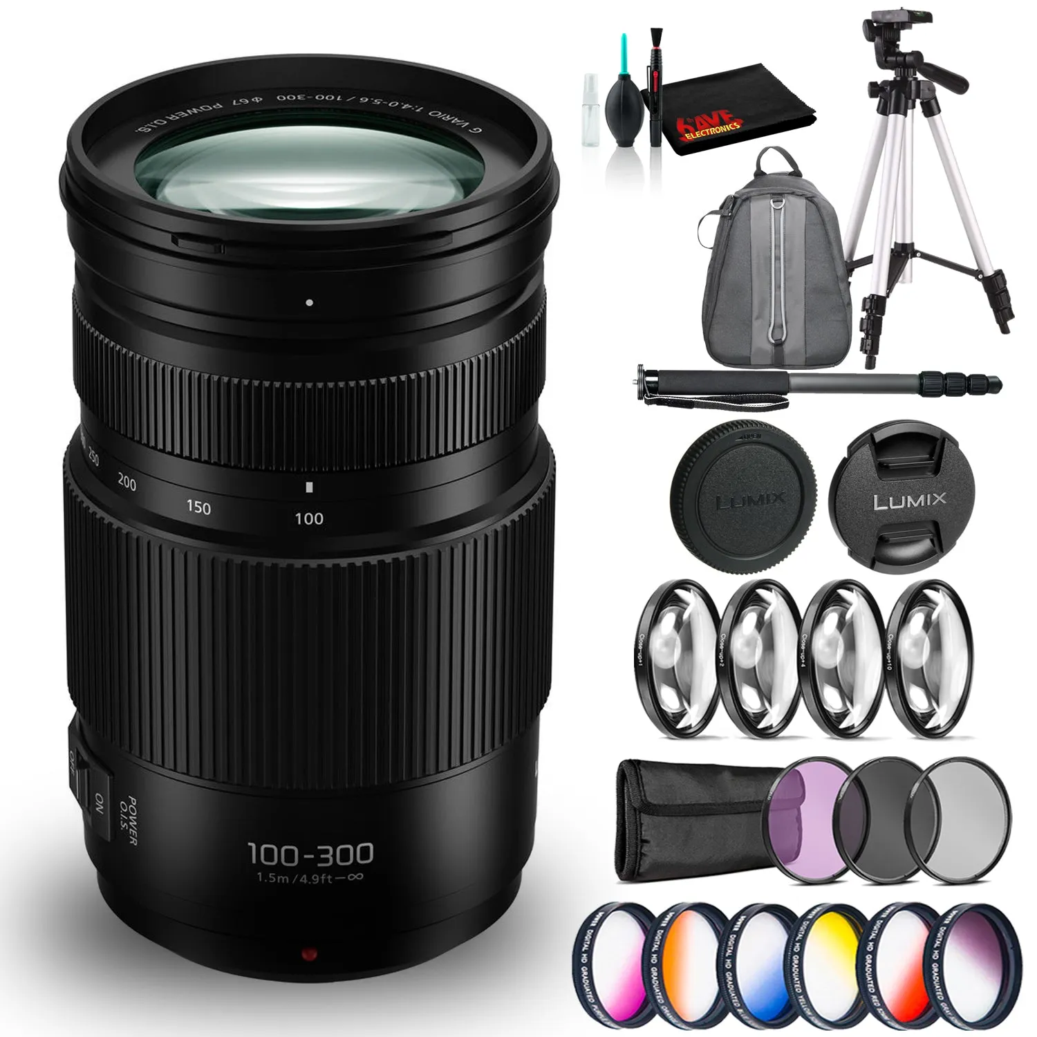 Panasonic Lumix G Vario 100-300mm f/4-5.6 II POWER O.I.S. Lens Includes Bag