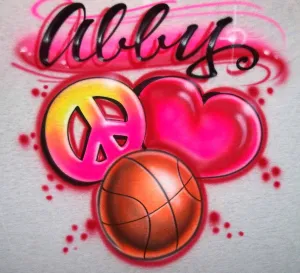 Peace Love Basketball Airbrushed Shirt Design