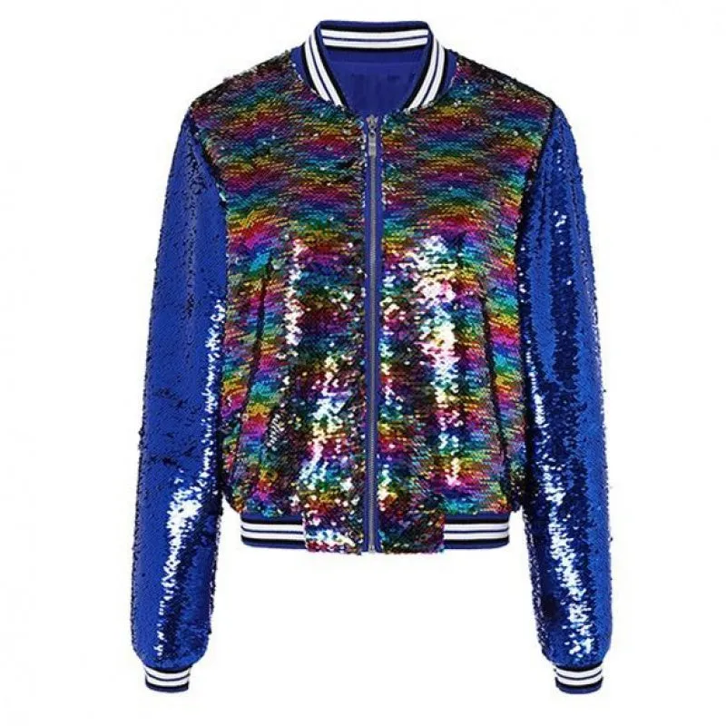 Sequin stand collar jacket