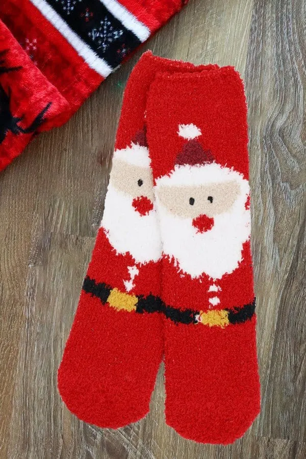 SS1011 Assorted Fuzzy Christmas Socks 12 Piece Pack