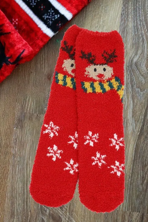 SS1011 Assorted Fuzzy Christmas Socks 12 Piece Pack