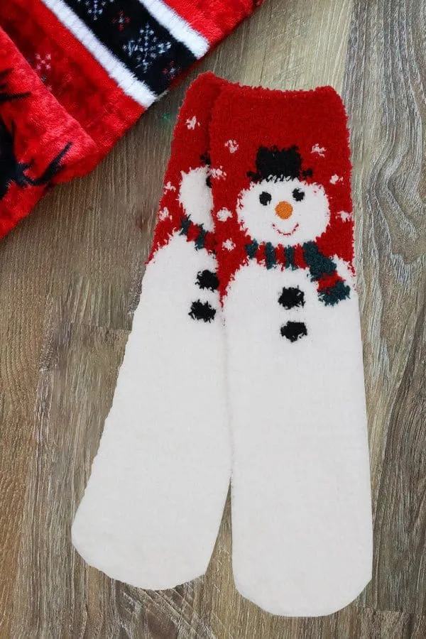 SS1011 Assorted Fuzzy Christmas Socks 12 Piece Pack